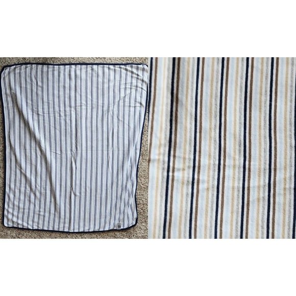 Carter's Other - Carter's Baby Blanket Receiving Swaddle Jersey‎ Cotton Blue/Brown/White Striped